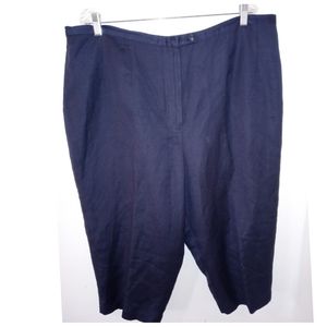 Soft Comfy Linen Blend Navy Blue Hi- Rise Capri Pants Size 20W by Harve Bernard•